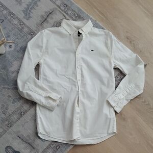 Vineyard Vines Boys White Cotton Spandex Whale Button Up Shirt SzL
